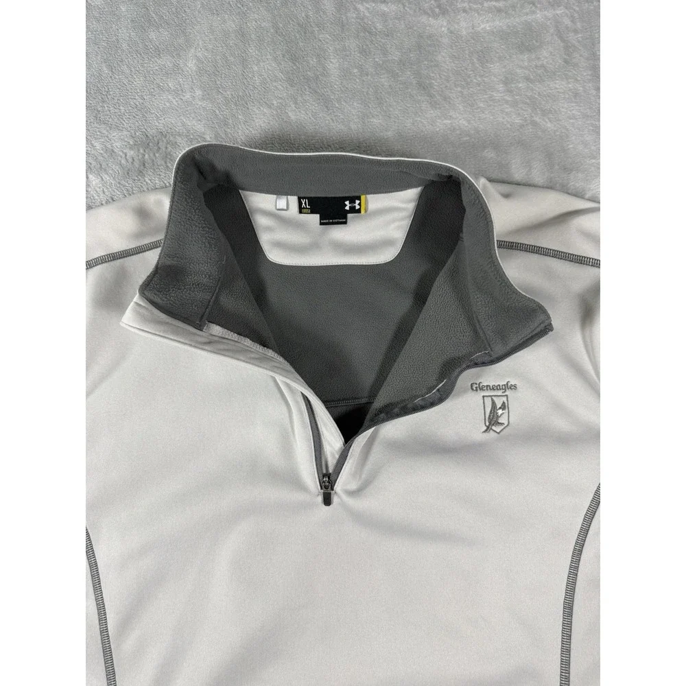 Under Armour Sweater Mens XL Grey 1/4 Zip Fleece Lined Pullover Logo‎